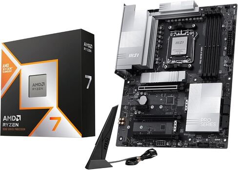 Micro Center CPU Motherboard Memory Combo: AMD Ryzen 7 9800X3D CPU Processor + MSI PRO X870E-P WiFi Motherboard + KLEVV Bolt V DDR5 32GB (2x16GB) 6400MHz CL30 Ram Memory White in Kuwait