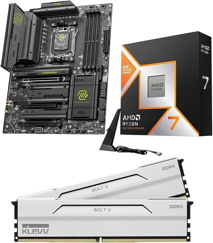 Micro Center CPU Motherboard Memory Combo: AMD Ryzen 7 9800X3D CPU Processor + MSI MAG X870E Tomahawk WiFi Motherboard + KLEVV Bolt V DDR5 32GB (2x16GB) 6000MHz CL28 Desktop Ram Memory White in Kuwait