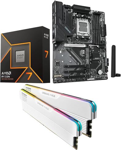 Micro Center CPU Motherboard Memory Combo: AMD Ryzen 7 9700X CPU Processor + GIGABYTE B850 Gaming Motherboard + KLEVV Urbane V RGB DDR5 32GB 6000MHz CL30 Ram Memory White in Saudi Arabia