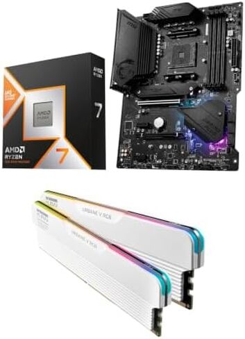 Micro Center CPU Motherboard Memory Combo: AMD Ryzen 7 9850X3D CPU Processor + ASUS TUF Gaming B850-E Motherboard + KLEVV Urbane V RGB DDR5 32GB 6000MHz CL30 Ram Memory White in Kuwait