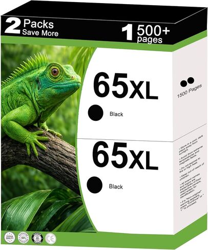 65XL Black Ink Cartridge High-yield Replacement for HP 65 XL HP65XL Work for Envy 5055 5000 5070 5052 5010 Deskjet 3755 3700 3772 3752 3722 2600 2622 2652 2655 2640 Printers with V10.5.1 Chip, 2-Pack in Saudi Arabia