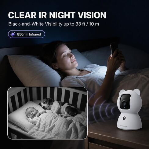 2.5K 4MP Indoor Security Camera for Baby and Pet, WiFi Camera with 355° Pan/Tilt, Human & Pet Detection, Auto Tracking, Night Vision, Two-Way Audio and Privacy Mode in Saudi Arabia