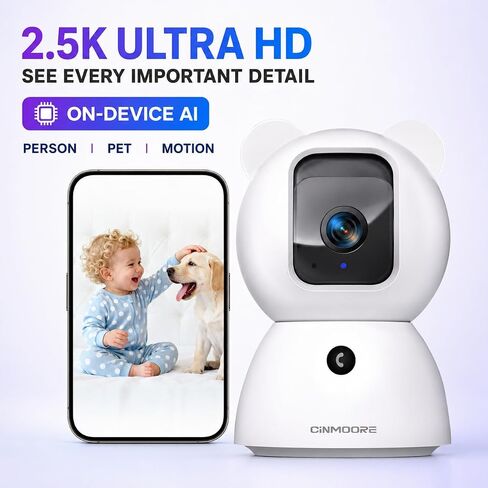 2.5K 4MP Indoor Security Camera for Baby and Pet, WiFi Camera with 355° Pan/Tilt, Human & Pet Detection, Auto Tracking, Night Vision, Two-Way Audio and Privacy Mode in Saudi Arabia