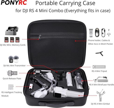 RS 4 Mini Carrying Case, Waterproof Portable PU leather Storage Shoulder Bag Travel Case for DJI RS 4 Mini Creator Combo Gimbal Lightweight Stabilizer & Accessories in Saudi Arabia