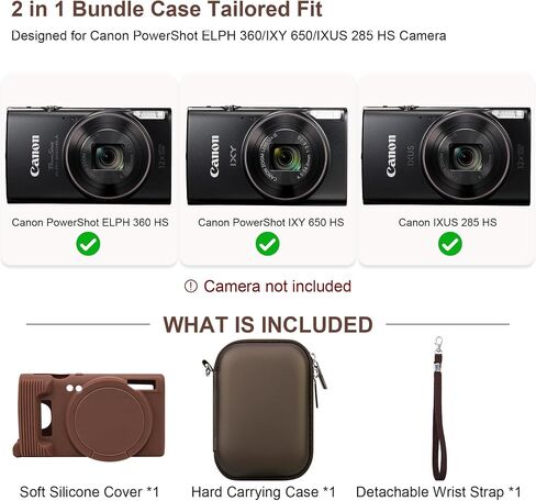 RAIALL Case for Canon PowerShot ELPH 360/IXY 650/IXUS 285 HS Camera, Brown in Saudi Arabia