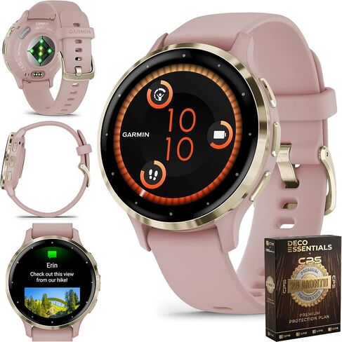 Garmin Venu 3, Running GPS Smartwatch, AMOLED Display, Advanced Health & Fitness, Up to 14 Days Battery, Silver with Whitestone Silicone Band - Bundle w/Deco Essentials 26-Month CPS Plan in Saudi Arabia