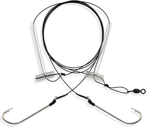 Aqua-Clear Hi-Lo Bluefish Wire Rig 3/0 Hooks, Bluefish Striped Bass Drum Rig, 45 lb Surflon Black Wire Leader, Saltwater Surf Fishing Tackle in Saudi Arabia