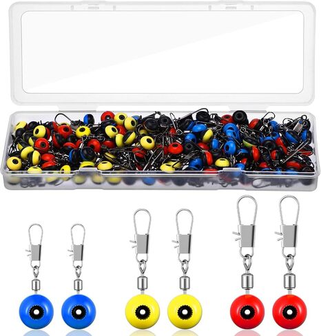 150 Pcs Fishing Line Sinker Slides Fishing Float Connector Rolling Swivels with Interlock Snaps for Catfish Carp Bass, Red Yellow Blue Color Coded 3 Sizes (Large, Medium, Small) in Saudi Arabia