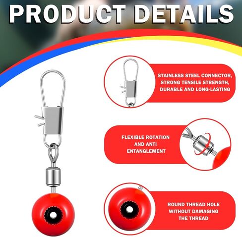 150 Pcs Fishing Line Sinker Slides Fishing Float Connector Rolling Swivels with Interlock Snaps for Catfish Carp Bass, Red Yellow Blue Color Coded 3 Sizes (Large, Medium, Small) in Saudi Arabia