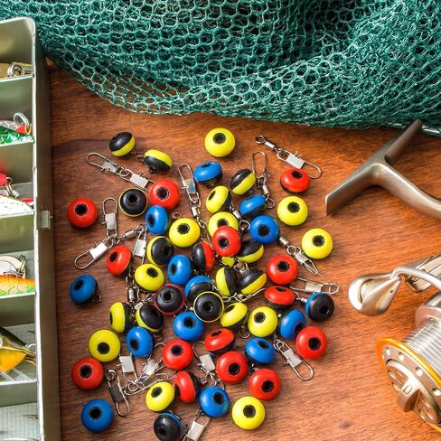 150 Pcs Fishing Line Sinker Slides Fishing Float Connector Rolling Swivels with Interlock Snaps for Catfish Carp Bass, Red Yellow Blue Color Coded 3 Sizes (Large, Medium, Small) in Saudi Arabia