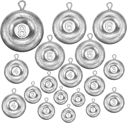 18-Piece Disc Fishing Sinkers Kit, 1-8 oz Flat No-Roll Weights in Saudi Arabia