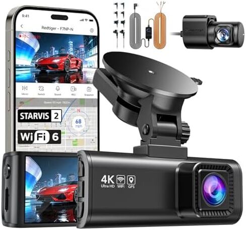 REDTIGER F7NP-N+Acc, Dash Cam 4K Front and 1080P Rear, STARVIS 2 Sensor, 5GHz WiFi (20MB/s), GPS, WDR & HDR Night Vision, 170°Wide Angle, Loop Recording with Emergency Lock(SD Card Not Included) in Saudi Arabia
