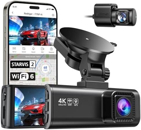 REDTIGER F7NP-N+Acc, Dash Cam 4K Front and 1080P Rear, STARVIS 2 Sensor, 5GHz WiFi (20MB/s), GPS, WDR & HDR Night Vision, 170°Wide Angle, Loop Recording with Emergency Lock(SD Card Not Included) in Saudi Arabia