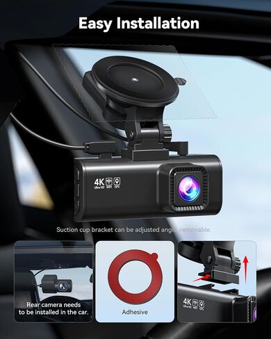 REDTIGER F7NP-N+Acc, Dash Cam 4K Front and 1080P Rear, STARVIS 2 Sensor, 5GHz WiFi (20MB/s), GPS, WDR & HDR Night Vision, 170°Wide Angle, Loop Recording with Emergency Lock(SD Card Not Included) in Saudi Arabia