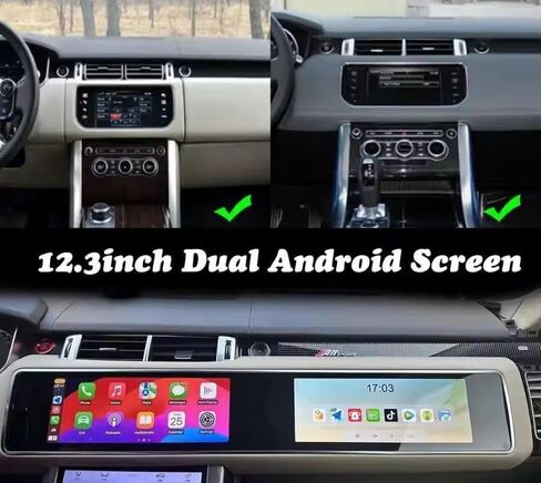 Car Radio for Range Rover Sport L494 (2013 2014 2015 2016 2017 2018) Android 13 Stereo 24.6 inch Dual Screen Built-in Wireless Carplay/Android Auto (Ivory White, Boschs System) in Saudi Arabia