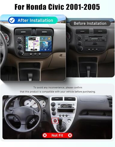 Car Radio for Honda Civic 2001-2005, Wireless CarPlay & Android Auto in Saudi Arabia