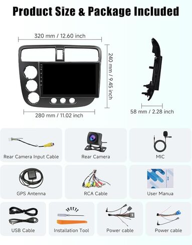 Car Radio for Honda Civic 2001-2005, Wireless CarPlay & Android Auto in Saudi Arabia