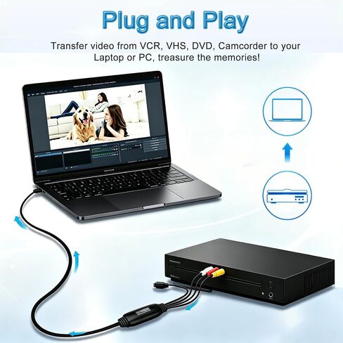 VHS VCR RCA إلى محول رقمي، VHS VCR إلى USB 2.0 جهاز التقاط الفيديو in Kuwait