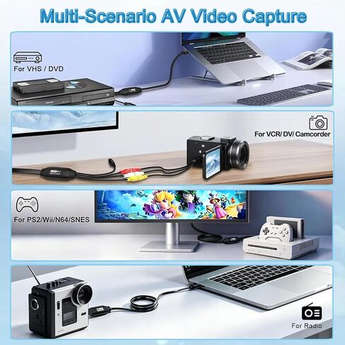 VHS VCR RCA إلى محول رقمي، VHS VCR إلى USB 2.0 جهاز التقاط الفيديو in Kuwait