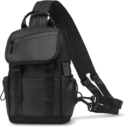 Small Backpack for Women Men with USB Charge Port, Black in Saudi Arabia