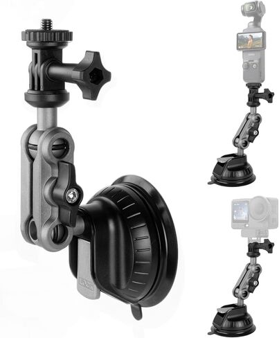 Walking Way Suction Cup Camera Mount, Metal Vacuum Cup for Car Windshield Window Boats for GoPro Hero 13/12/11, DJI Osmo Action 6/5 Pro/4, Procket 3/4, Insta360 X5/X4/X3, with Ball Head Magic Arm in Saudi Arabia