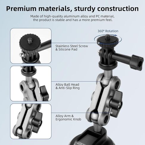 Walking Way Suction Cup Camera Mount, Metal Vacuum Cup for Car Windshield Window Boats for GoPro Hero 13/12/11, DJI Osmo Action 6/5 Pro/4, Procket 3/4, Insta360 X5/X4/X3, with Ball Head Magic Arm in Saudi Arabia