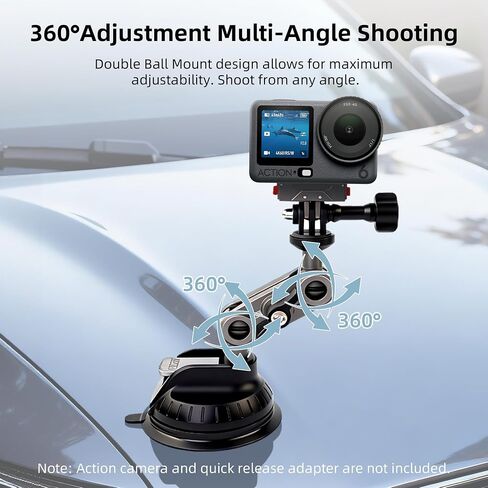 Walking Way Suction Cup Camera Mount, Metal Vacuum Cup for Car Windshield Window Boats for GoPro Hero 13/12/11, DJI Osmo Action 6/5 Pro/4, Procket 3/4, Insta360 X5/X4/X3, with Ball Head Magic Arm in Saudi Arabia