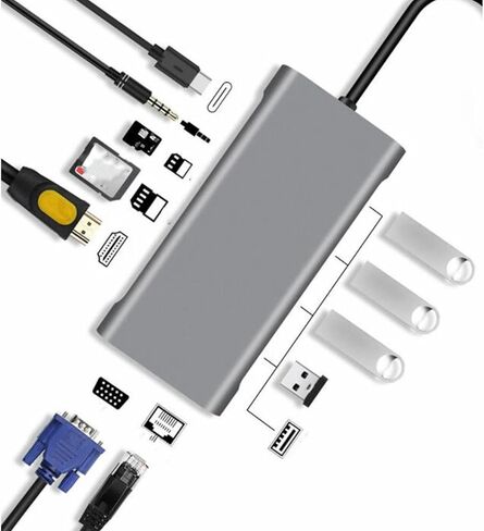 USB C Hub,11 in 1 HD Multimedia Interface VGA PD 5Gbps Transmission Docking Station for Laptops in Saudi Arabia