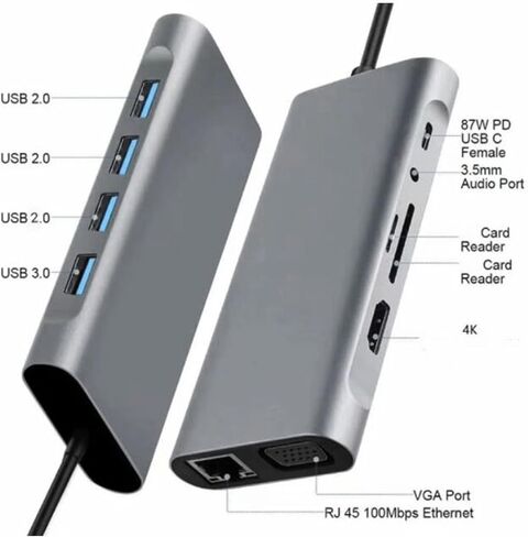 USB C Hub,11 in 1 HD Multimedia Interface VGA PD 5Gbps Transmission Docking Station for Laptops in Saudi Arabia