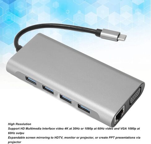 USB C Hub,11 in 1 HD Multimedia Interface VGA PD 5Gbps Transmission Docking Station for Laptops in Saudi Arabia