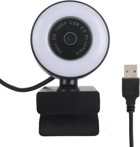 Webcam with Light Built - in Microphone, 1080P HD Live Streaming Webcam for Computer, Plug and Play USB Camera with Auto Focus for YouTube OBS Zoom Video Conferencing in Kuwait