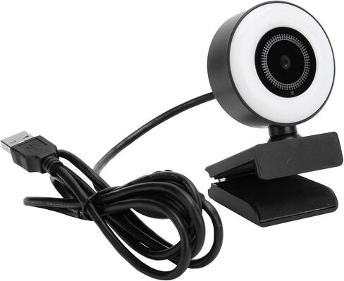 Webcam with Light Built - in Microphone, 1080P HD Live Streaming Webcam for Computer, Plug and Play USB Camera with Auto Focus for YouTube OBS Zoom Video Conferencing in Kuwait