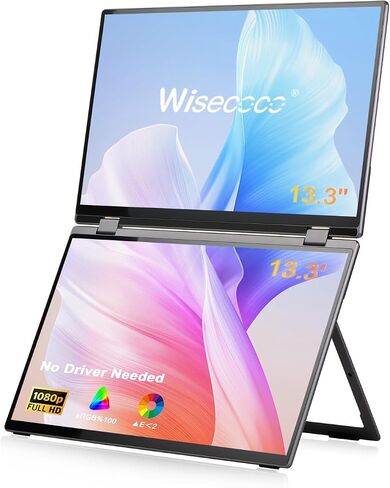 wisecoco 13.3'' Dual Touch Screen OLED Triple Monitor IPS FUD 1080P USB-C HDMI HDR Secondary Display Foldable Laptop PC Gaming Monitor 100% sRGB Windows Mac Android Plug&Play Flip S3+ in Saudi Arabia