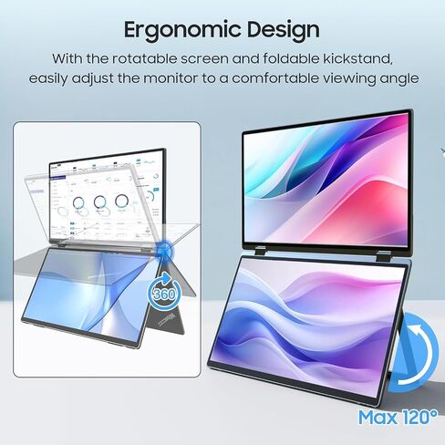 wisecoco 13.3'' Dual Touch Screen OLED Triple Monitor IPS FUD 1080P USB-C HDMI HDR Secondary Display Foldable Laptop PC Gaming Monitor 100% sRGB Windows Mac Android Plug&Play Flip S3+ in Saudi Arabia