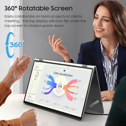 wisecoco 13.3'' Dual Touch Screen OLED Triple Monitor IPS FUD 1080P USB-C HDMI HDR Secondary Display Foldable Laptop PC Gaming Monitor 100% sRGB Windows Mac Android Plug&Play Flip S3+ in Saudi Arabia