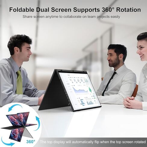 wisecoco 13.3'' Dual Touch Screen OLED Triple Monitor IPS FUD 1080P USB-C HDMI HDR Secondary Display Foldable Laptop PC Gaming Monitor 100% sRGB Windows Mac Android Plug&Play Flip S3+ in Saudi Arabia