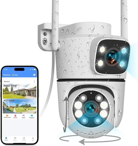 5MP Dual Lens WiFi Security Camera Outdoor Wireless Camera PT Auto Tracking in Saudi Arabia