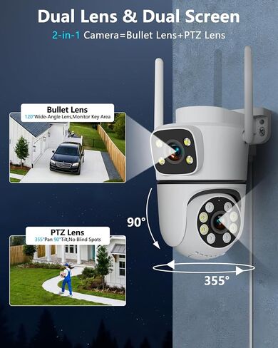 5MP Dual Lens WiFi Security Camera Outdoor Wireless Camera PT Auto Tracking in Saudi Arabia