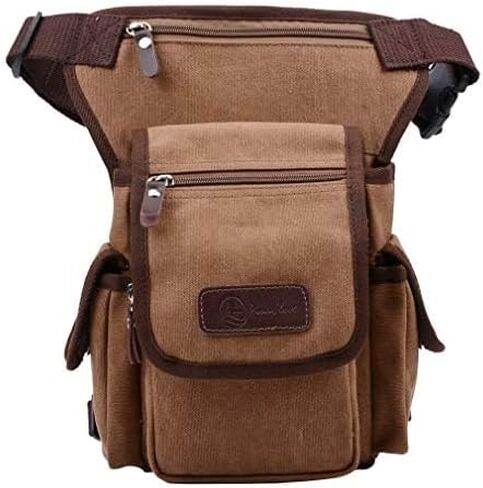Canvas Drop Leg Bag Waist Pack Thigh Bag for Men Women Tactical Military Motorcycle Bike Cycling Hiking Camping Outdoor Travel Sling Crossbody Pouch Pack Pocket Daypack (Brown) in Saudi Arabia