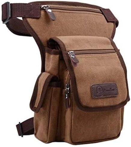 Canvas Drop Leg Bag Waist Pack Thigh Bag for Men Women Tactical Military Motorcycle Bike Cycling Hiking Camping Outdoor Travel Sling Crossbody Pouch Pack Pocket Daypack (Brown) in Saudi Arabia