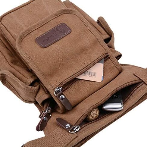 Canvas Drop Leg Bag Waist Pack Thigh Bag for Men Women Tactical Military Motorcycle Bike Cycling Hiking Camping Outdoor Travel Sling Crossbody Pouch Pack Pocket Daypack (Brown) in Saudi Arabia