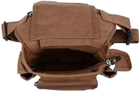 Canvas Drop Leg Bag Waist Pack Thigh Bag for Men Women Tactical Military Motorcycle Bike Cycling Hiking Camping Outdoor Travel Sling Crossbody Pouch Pack Pocket Daypack (Brown) in Saudi Arabia