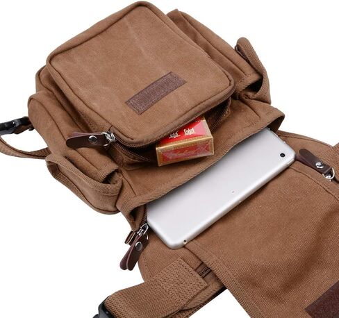 Canvas Drop Leg Bag Waist Pack Thigh Bag for Men Women Tactical Military Motorcycle Bike Cycling Hiking Camping Outdoor Travel Sling Crossbody Pouch Pack Pocket Daypack (Brown) in Saudi Arabia
