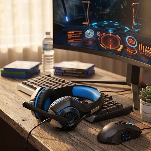 Gaming Headset with 40mm Drivers Noise Cancelling Mic (Black Blue) in Kuwait