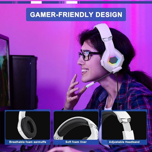 RGB Gaming Headset Over Ear Computer Headphones with 40mm Drivers in Kuwait