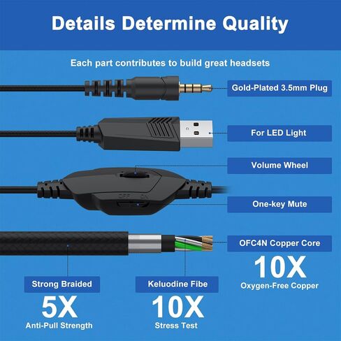 RGB Gaming Headset Over Ear Computer Headphones with 40mm Drivers in Kuwait