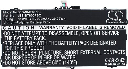 XPS battery compatible with SAMSUNG Chagall Galaxy Tab S 10.5 Galaxy Tab S 10.5 LTE Galaxy TabS 10.5 LTE SM-T800 SM-T800 WiFI SM-T800NTSEXAR SM-T801 SM-T805 PN EB-BT800FBC EB-BT800FBE EB-BT800FBU in Saudi Arabia
