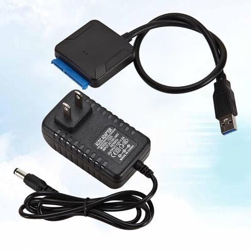 ARTIBETTER USB 3.0 with Plug and Play Function to Serial Ata Hard Drive Adapter Cable 12v 2a Power Supply, Easy to Carry Black Plastic Converter Cord for 3.5 Inch Laptop HDD in Kuwait