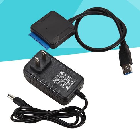 ARTIBETTER USB 3.0 with Plug and Play Function to Serial Ata Hard Drive Adapter Cable 12v 2a Power Supply, Easy to Carry Black Plastic Converter Cord for 3.5 Inch Laptop HDD in Kuwait