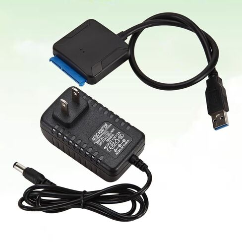 ARTIBETTER USB 3.0 with Plug and Play Function to Serial Ata Hard Drive Adapter Cable 12v 2a Power Supply, Easy to Carry Black Plastic Converter Cord for 3.5 Inch Laptop HDD in Kuwait